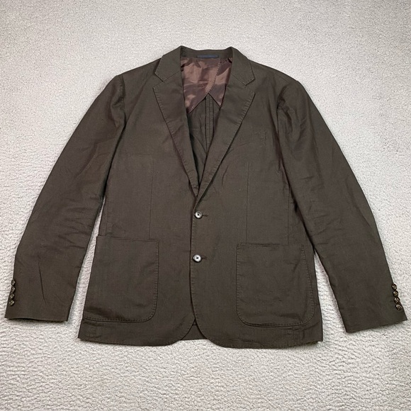 J Crew Men's Size M Brown Hemp Cotton Two Button Suit Jacket Blazer Medium *** - Picture 1 of 12